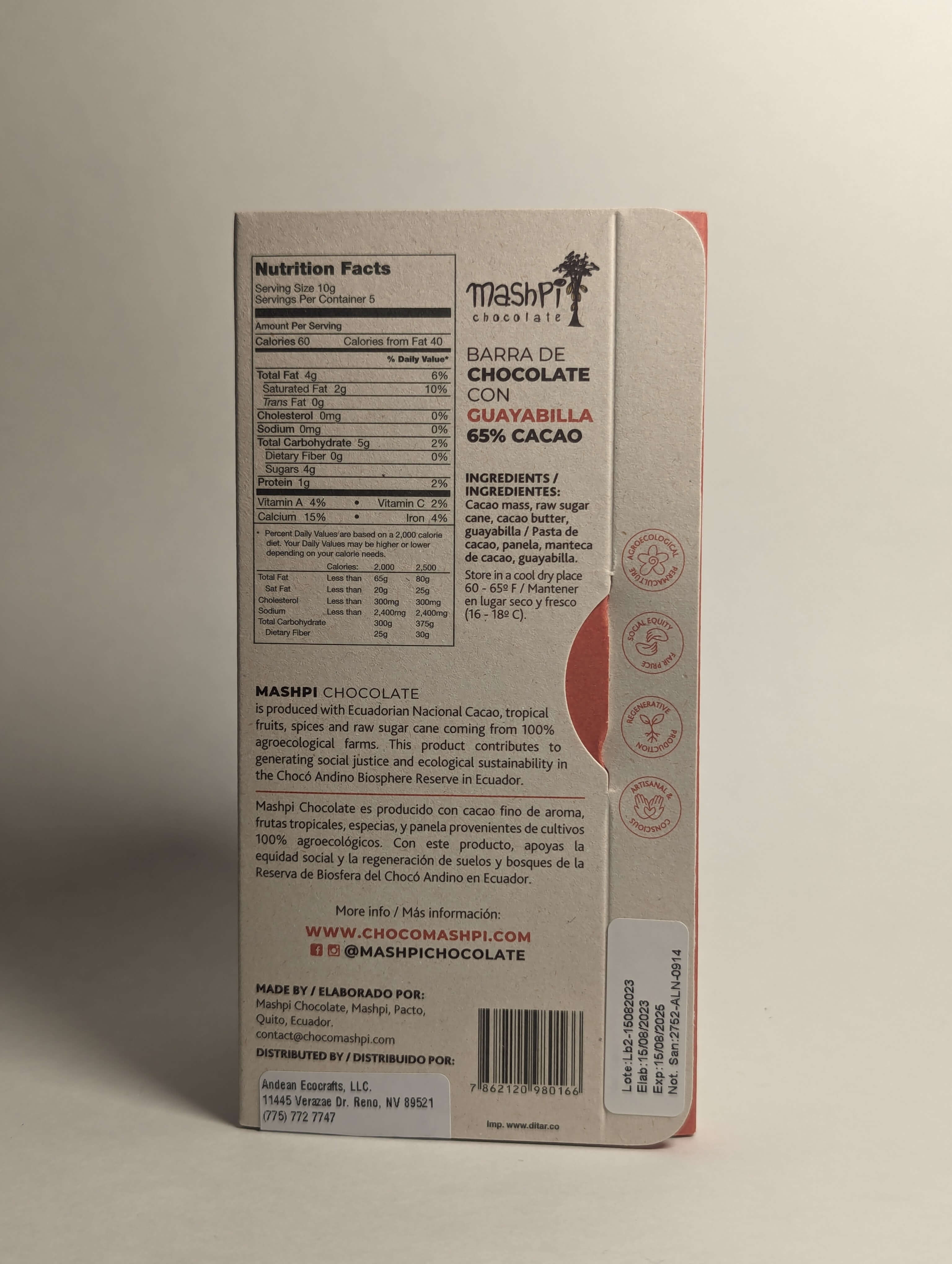 Barra 65% con Guayabilla - Mashpi Chocolate