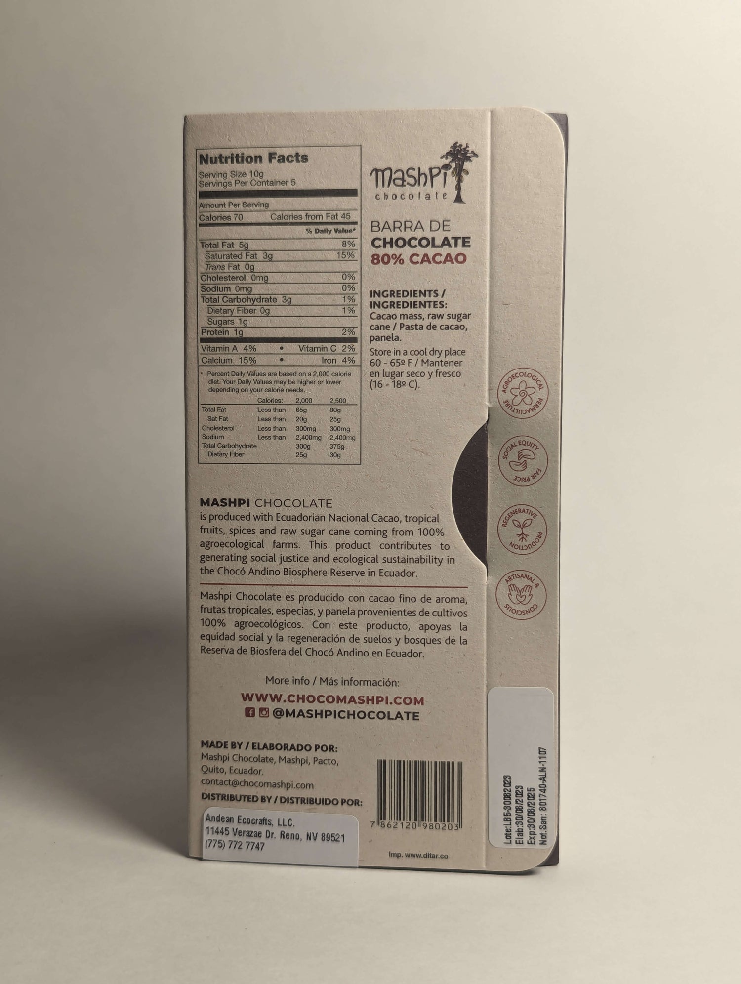 Barra 80% - Maspi - Chocolates - In - Ecuador