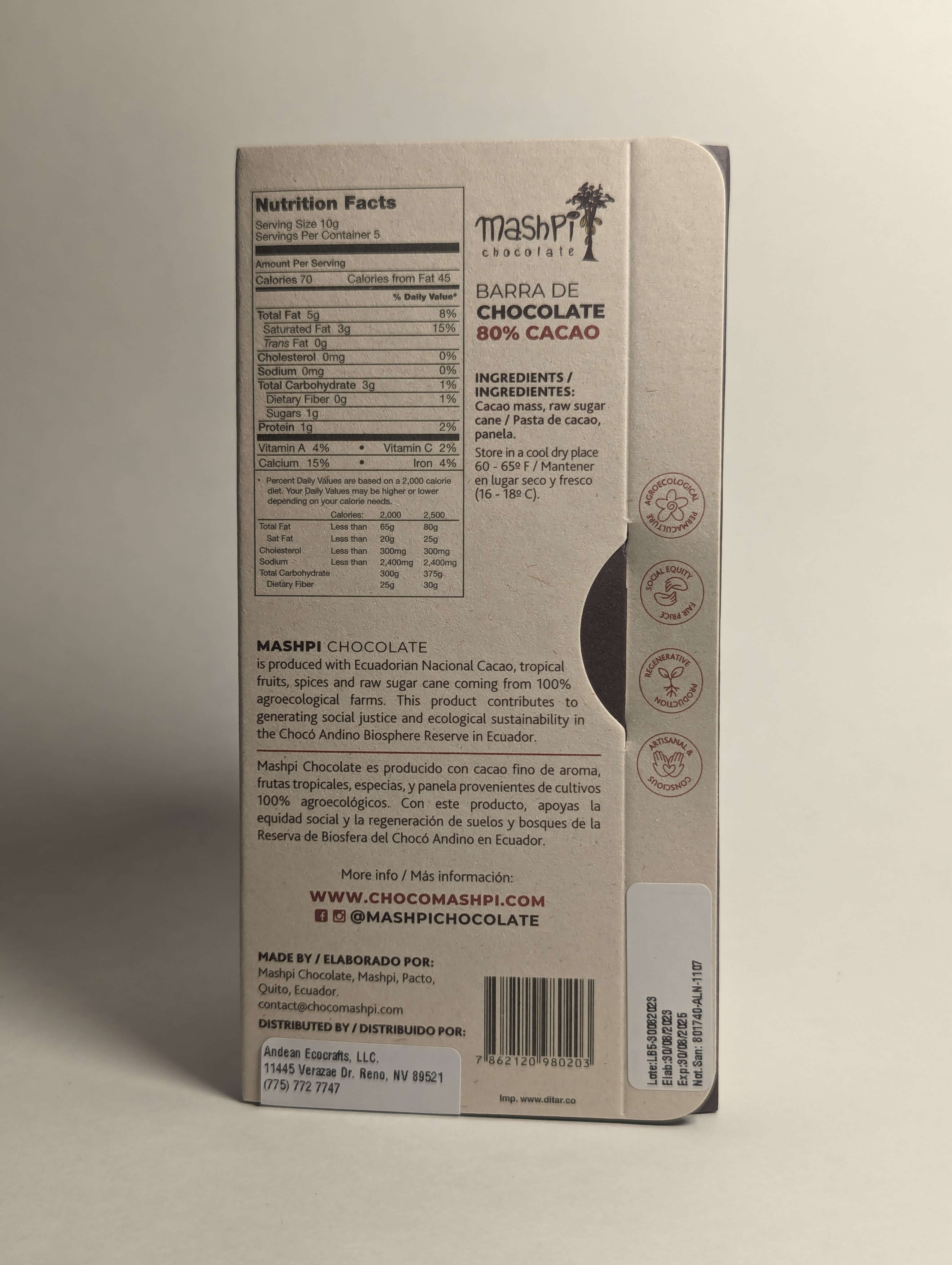 Barra 80% - Maspi - Chocolates - In - Ecuador