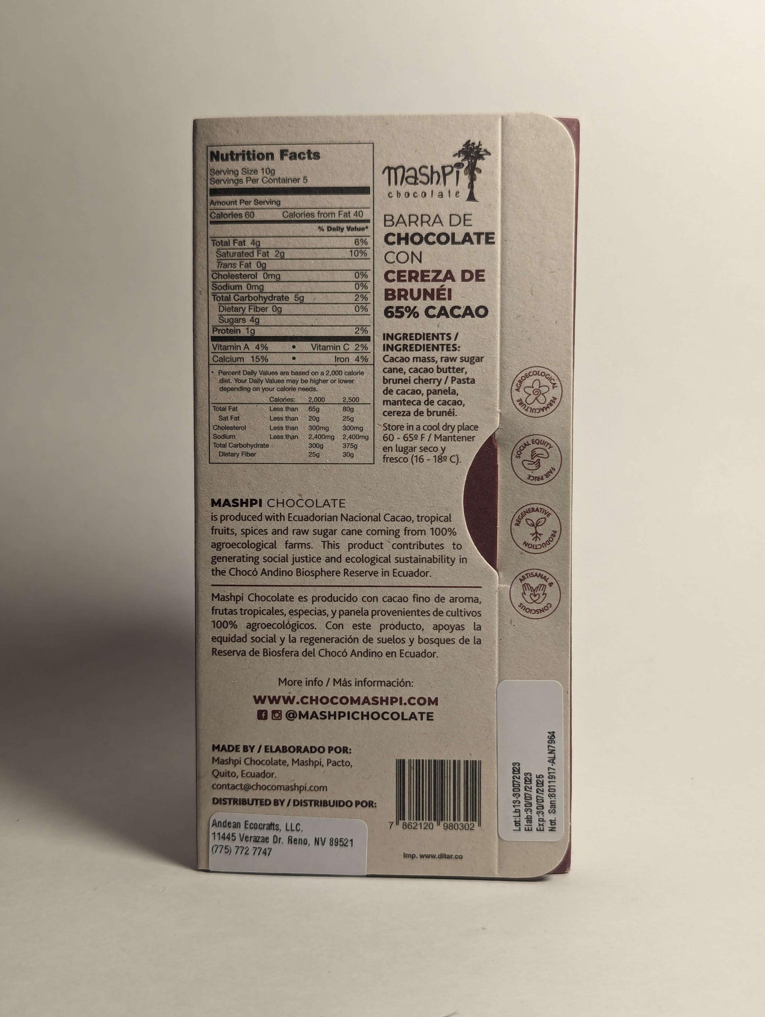 Barra 65% con Cereza de Brunei - Mashpi - Chocolates - Best-Chocolates-In-Ecuador