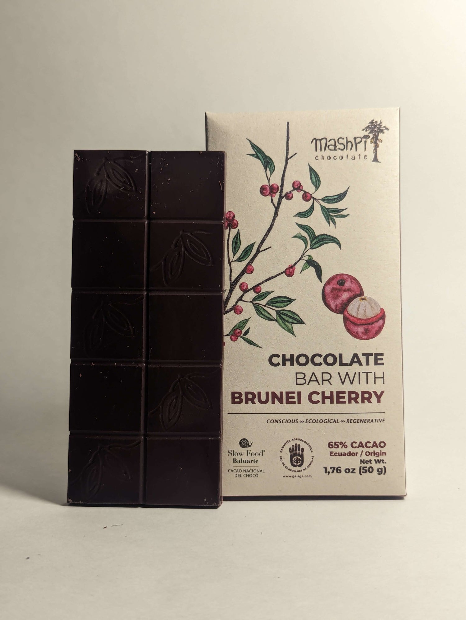 Barra 65% con Cereza de Brunei - Mashpi - Chocolates - Best-Chocolates-In-Ecuador