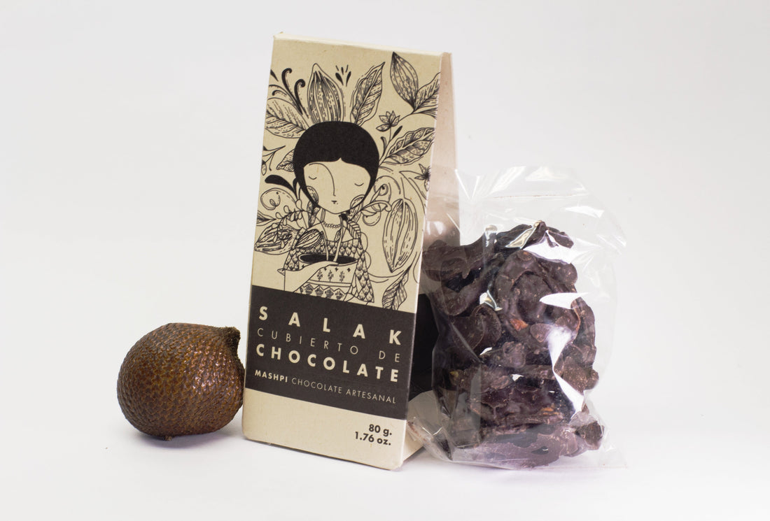 Salak cubierto con chocolate